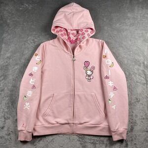 Tokidoki Hello Kitty Hoodie Womens Sz XXL Pink Fruity Strawberry Full Zip Sanrio